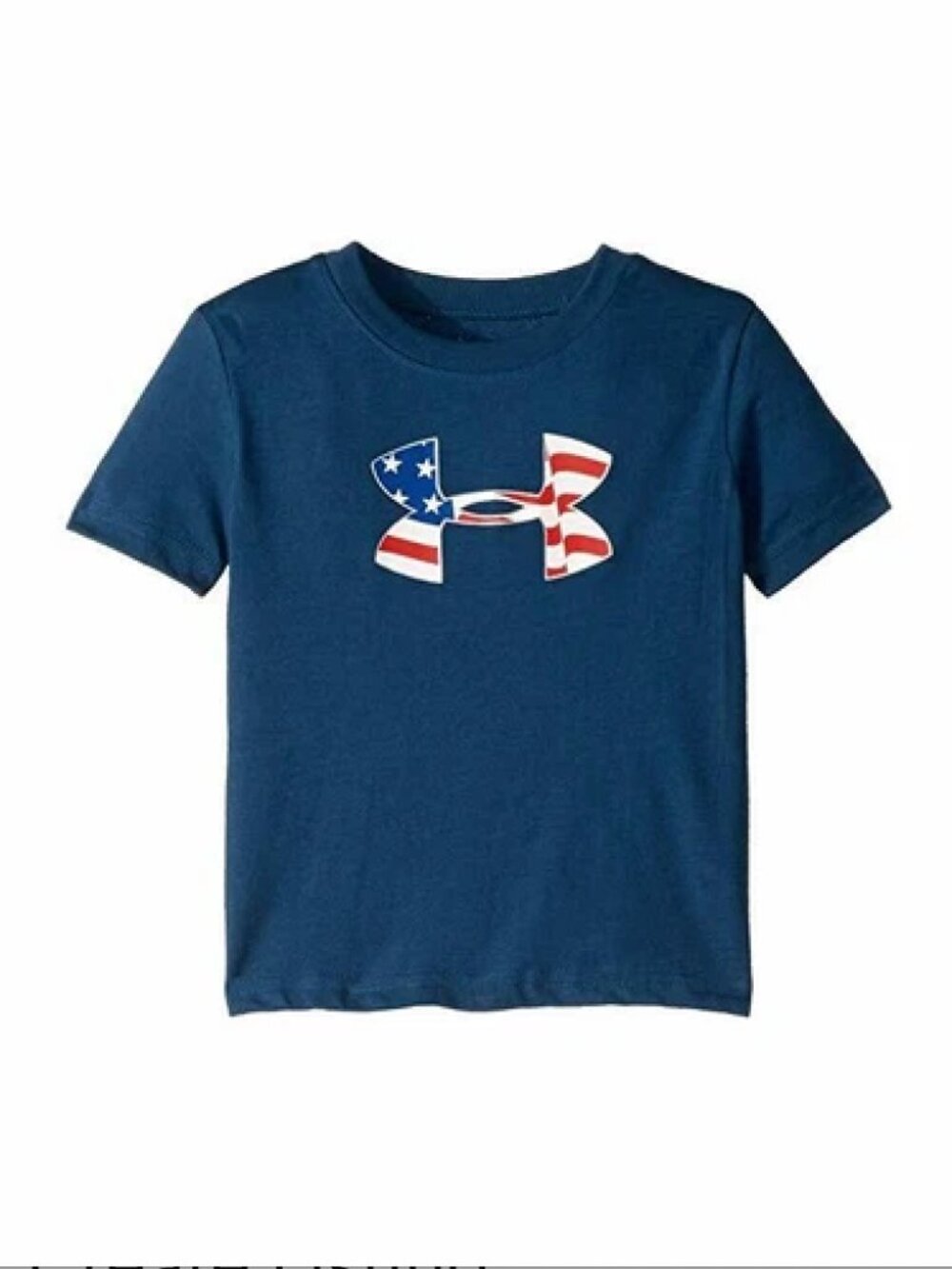 Under Armour Kids Boys T-Shirt Flag Logo Blue Cotton SZ 5 NWT